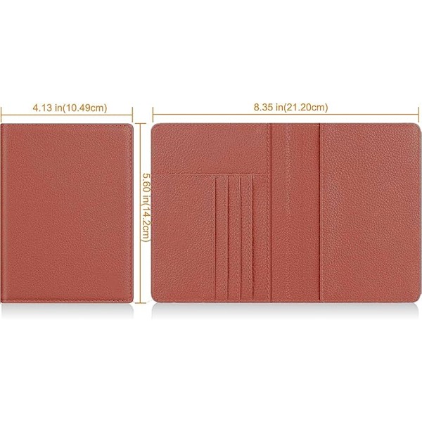 Läder Resepassfodral Passfodral Blockering, Läder Kortfodral, Resedokument Organizer Fodral Brown