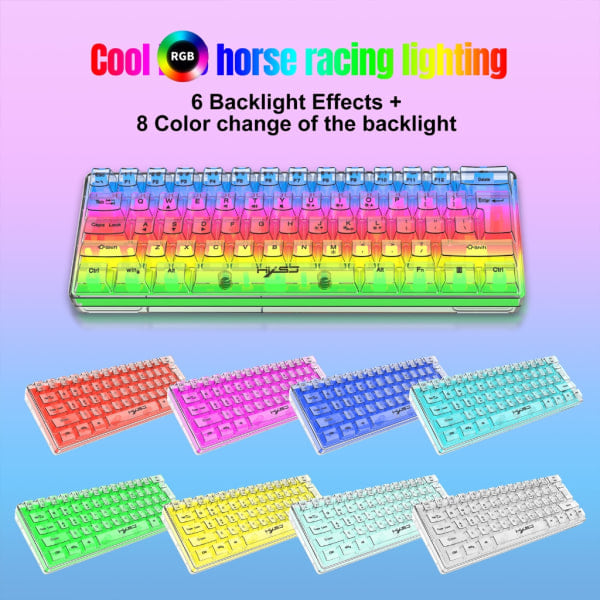 Vandtæt Mini Kompakt Spil Tastatur 61 Taster Spil Tastatur RGB Baggrundsbelysning Ultra Kompakt Mini Tastatur til PC Gamer