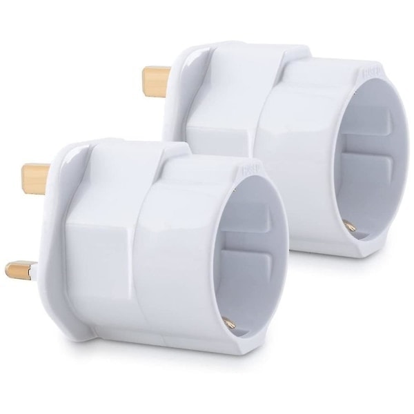 2x reiseadapter reiseadapterplugg for England - reisepistikk strøm europeisk til britisk stikkontakt - reisepistikk hvit