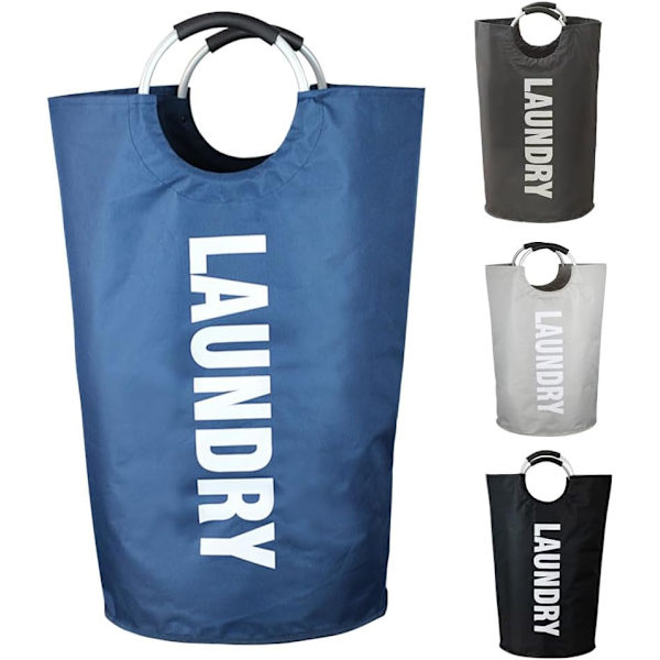90L Stor tvättkorg, hopfällbar tvättkorg, fristående hög klädbehållare, hopfällbar tvättkorg Navy blue
