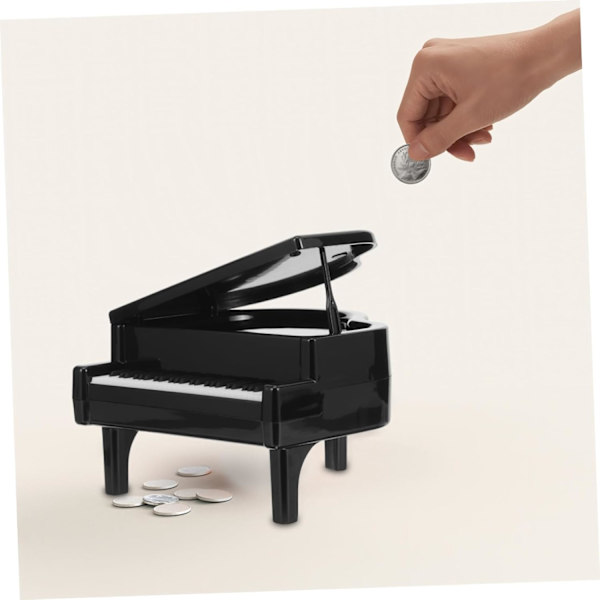 Kreativ barn piano spargris (svart) söt spargris myntförvaringsburk kreativ spargris musikaliska spargrisar