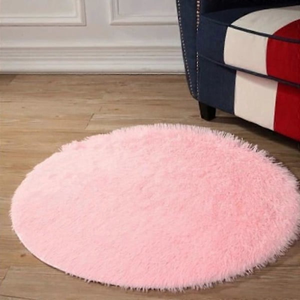 120cm Rund Fluffig Mjuk Matta Halkfri Golvmatta Mattkudde Sovrumsinredning Red