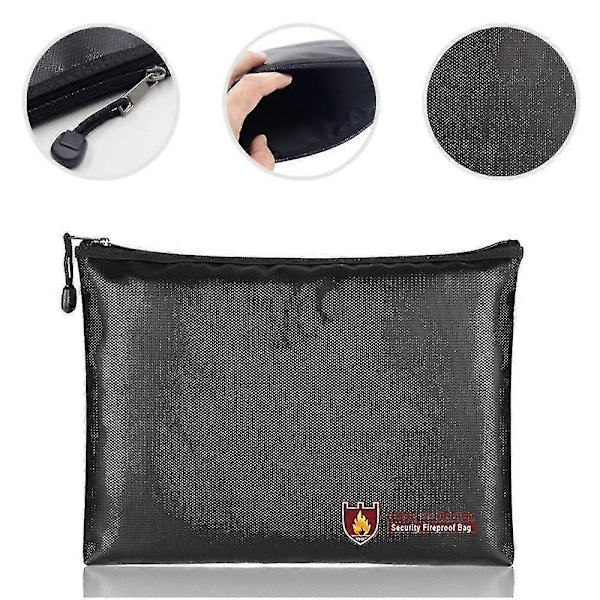 Brandsäker Dokumentväska, Vattentät Brandsäker Fick med Dragkedja för Kontanter, Bankfiler, Pass, Foton, Värdesaker och Smyckesskydd (29cm * 20cm)