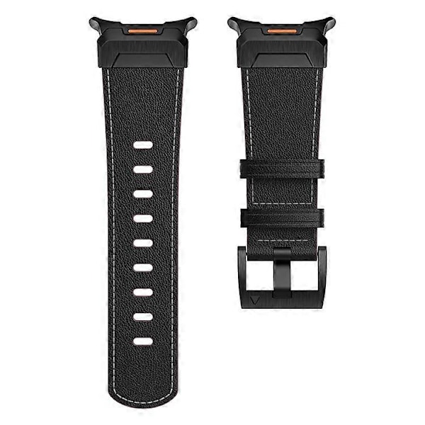 Kompatibelt för Samsung Galaxy Watch Ultra 47mm Äkta Läderarmband Minimalistisk Sportrem Black / Napa Texture