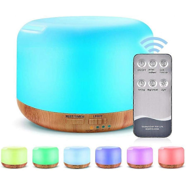 300ML EU Standard Æterisk Olie Diffuser, Ultralyd Luftfugter Aromaterapi Diffuser med 7 Farver LED Aromaterapi Lys