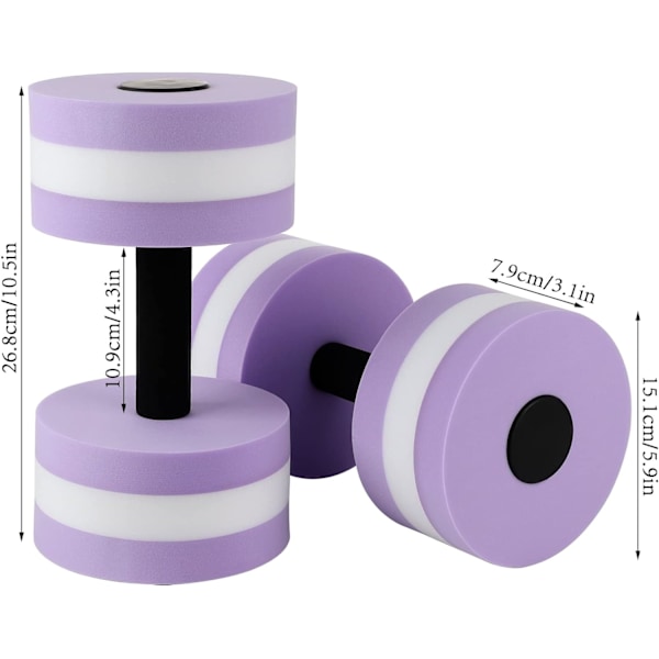 2 st hantelvatten, vattenvikter hantlar lätta vattenaerobics hantlar poolhantlar mjuka simhantlar vatten purple