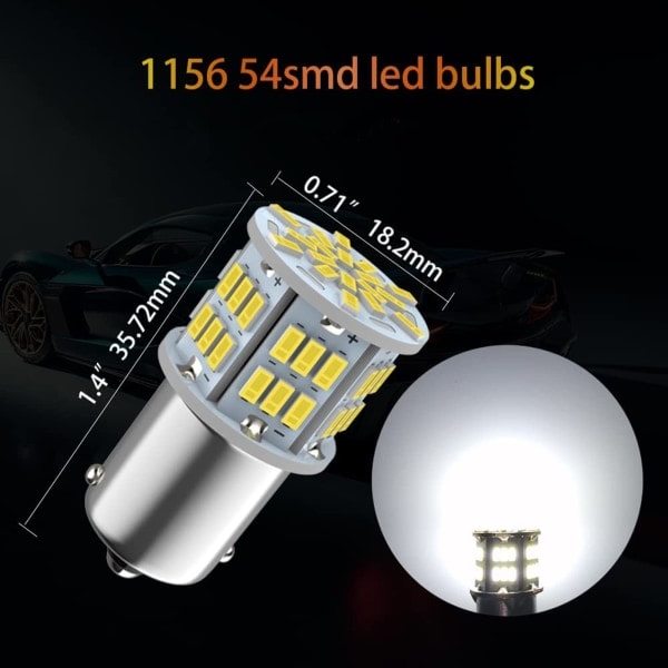 1156 Ba15s P21w LED-lampor Super Bright White 6000K - För bil, husbil, husvagn, DRL-körljus/backljus/bakdimljus/båt