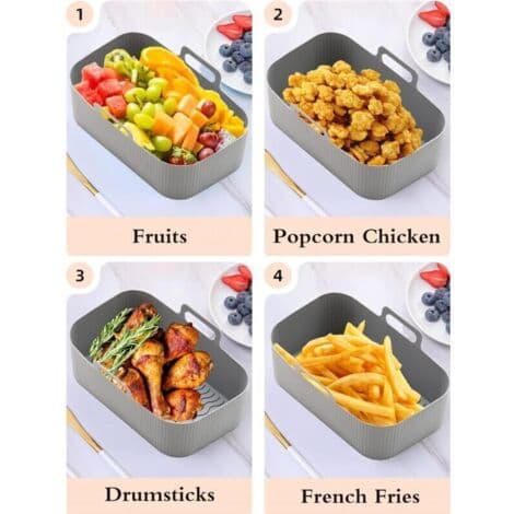 Tilbehør til airfryer-kurv - 2 stk. gjenbrukbart airfryer-formtilbehør, flat non-stick airfryer, dobbeltroms airfryer-form
