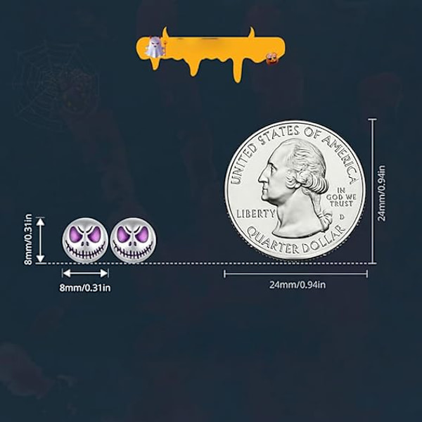 Ghost Face Halloween Tiny Stud Øreringe til Kvinder Gothic Skull Face Runde Biker Lysende