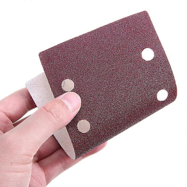 10 stk 93x185mm Sandpapir 8 Huller Sløyfe Sandark Punched 400 Korn Passer Rektangulær Orbital Sander 80 Grit