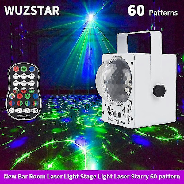 Wuz Dj S Rgbw Projektor Ljud Led Lampa Stroboskop Sta Ing För Bröllop Black