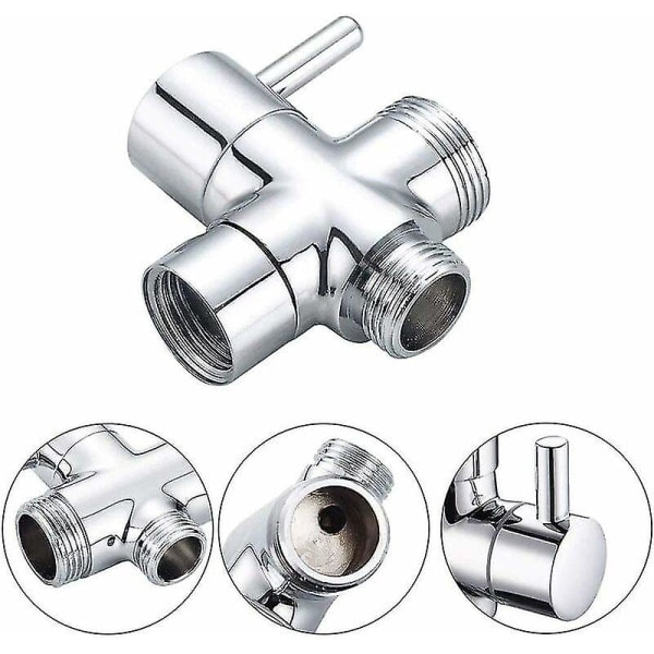G1/2\" T-adapter med avlederventil for baderom vannstrømbryter 3-veis dusj Solid messing polert krom Cisea