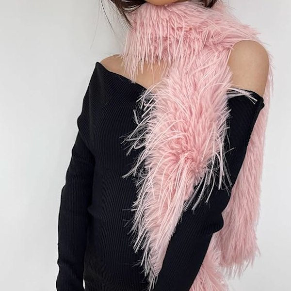 Dam Scarf Höst Vinter, Lätt Stor Varm Mysig Halsduk, Y2K Mode Kashmirhalsduk Konstgjord Päls Plysch Halsdukar för Kallt Väder Pink