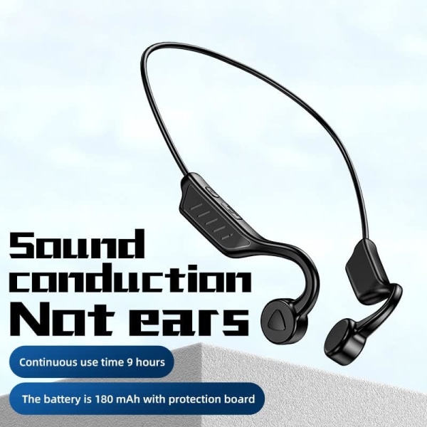 Bluetooth Bone Conduction-hörlurar, öppna vattentäta sporthörlurar Trådlösa hörlurar Inbyggd brusreducerande mikrofon black