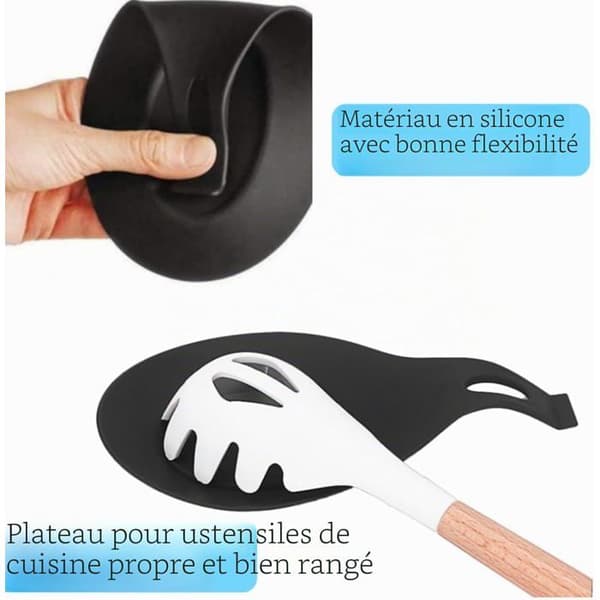 Skeholder - 2 Stykker - Silikone - Spildsikker - Til Køkkenredskaber - Sort