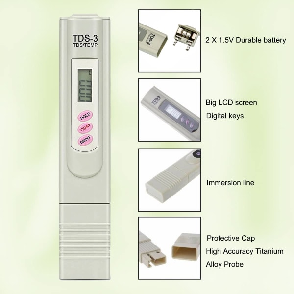 Vannkvalitetstester, LCD-skjerm, nøyaktig vannmåler