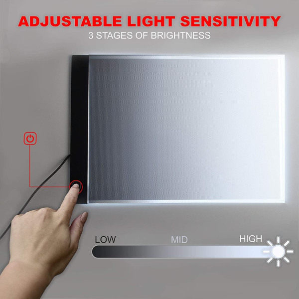 A4 Lysbord tegnebrett / skriveplate med LED-lys