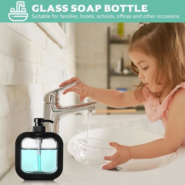 500 ml Tvålpump - 2-pack - Svart och Transparent Plast - Diskmedelspump - Badrum Kök