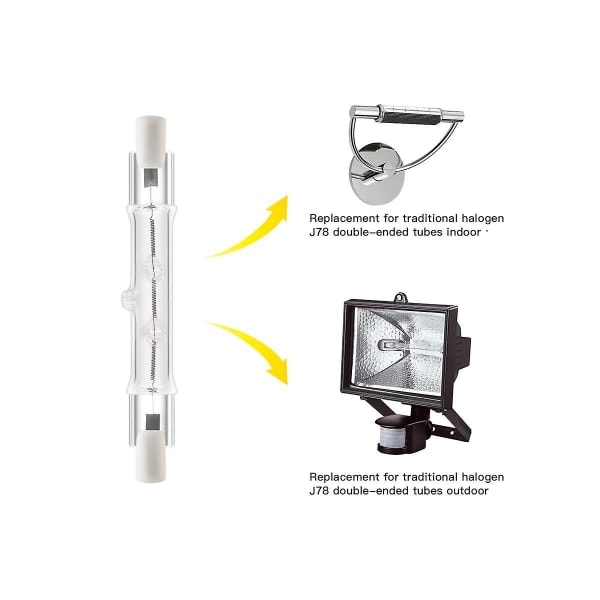 5-pack R7s 118mm 200W 230V, R7s Halogen Linjär Ljuskälla, Dimbar Halogenlampa för Byggarbete 300W