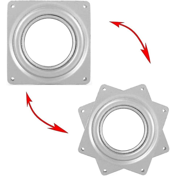 Kullager-svängbricka, svängplatta, svängbas, 360° roterande bricka, fyrkantig metall, svängbar båtstol, svängbar stolssits, 4 tum
