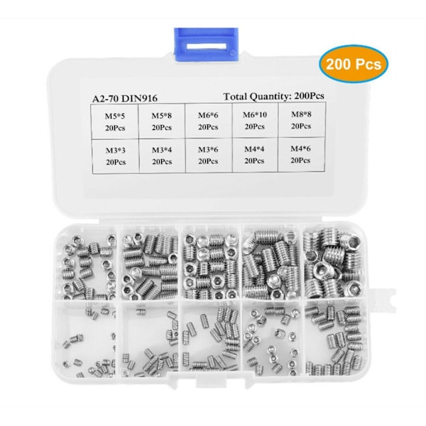 200 stk senket hode skrue kombinasjon rustfritt stål