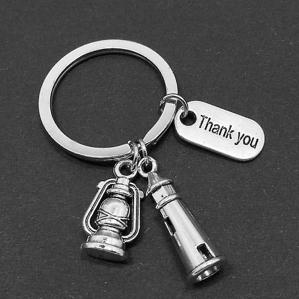 2 stk. Tak Keychain Fyrtårne ​​Hængende Nøglering Kerosinlamper Dekorative Nøgleholder Gave Til Lærer Ven Kollega