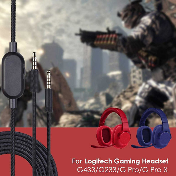 2M Aux-ledning Erstatning for GPRO X G233 G433 Headset Audio Aux-ledning 3.5mm Red