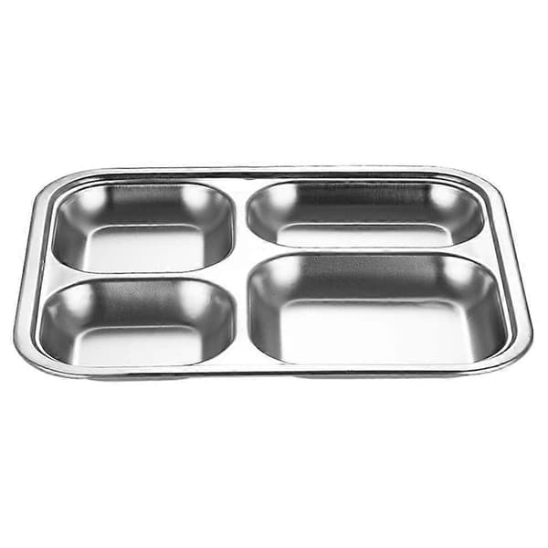 Opdelt middagstallerken med rum, vaskbar, genanvendelig, holdbar, metal Silver Small circle five grid