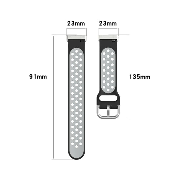 Mjukt silikonurband med färgad ersättningsrem med vitt svart metallspänne för Fitbit Versa3 / Fitbit Sense klockreparation delar vitt svart