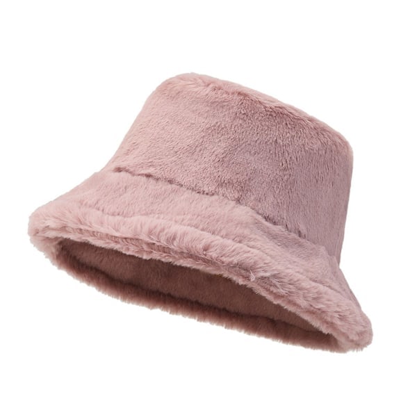 Varm Lue Kort Skygge Flat Topp Myk Følelse Mote Tilbehør Hold Varmen Fluffy Varm Fuskepels Fiskerhatt Pink
