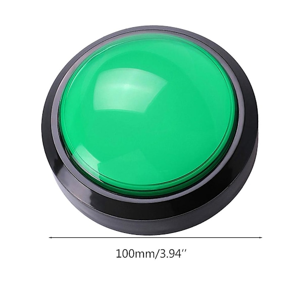 100mm Stor Rund Trykknap LED-belyst med Mikrobryter til DIY Arcade White