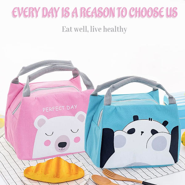 Lunchväska för flicka, Mini Isotherm Lunch Bag, Kylväska Barn, Picknickväska Söt, Vattentät Lunchväska, Fällbar Lunchväska för Arbete Skola Picknick Pink