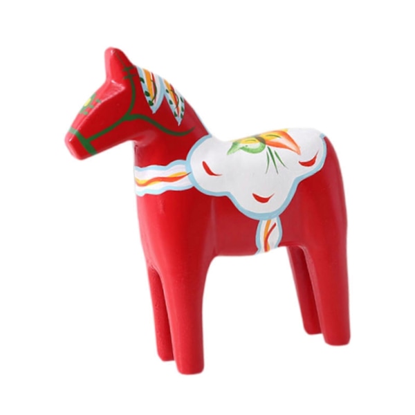 Svensk Dalahest i træ, Svensk Dalahest Statue, Julepynt Gave Samlerobjekt Boligindretning Dalahest Figur red