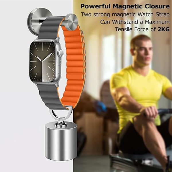 Magneettiset rannekkeet yhteensopivat Apple Watch -rannekkeen kanssa, silikoninen ranneke magneettilukolla miehille ja naisille Orange Grey 42/44/45/49mm