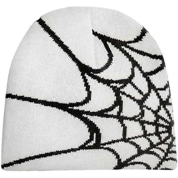Y2k Lue Spider Web Hatt Y2k Strikket Lue Skullies Lue Spider Web Lue Baggy Slouchy Lue Skull Cap Q