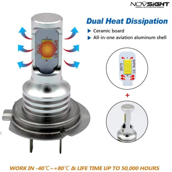 2 stk H7 LED-biloppgraderingslamper DRL H4-frontlykter