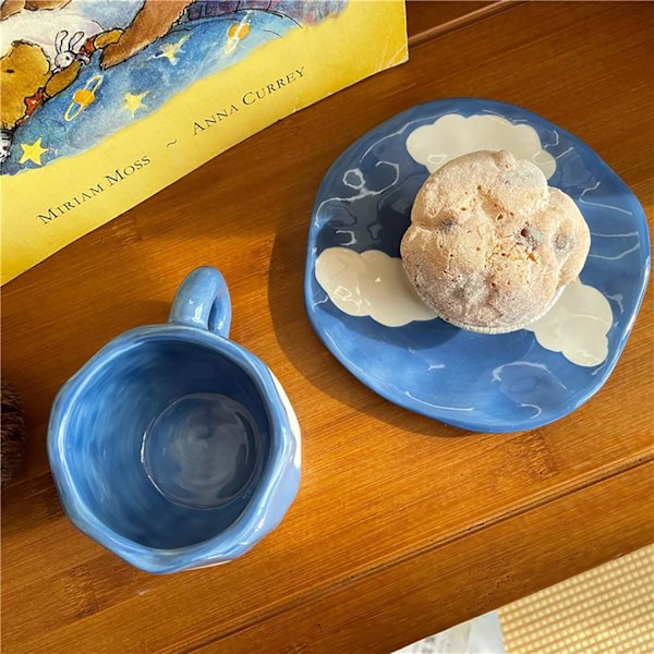 Sööt Kohvikupid Teekupid ja Aluskomplekt, Pilve Kohvikupid Kaputšiino Latte Tee Piimakupid Hommikusöögi Kupid Kingitused