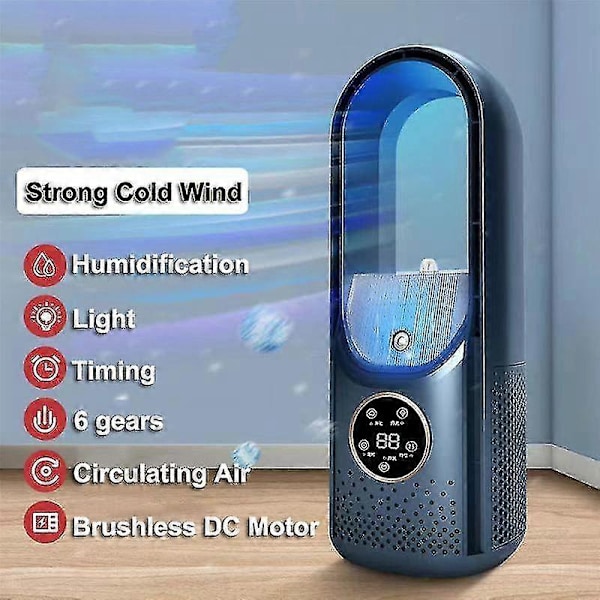Luftkøler LED Display Aircondition Befugtning Elektrisk Ventilator 6 Hastigheder Støjsvag Timer Ventilator Befugter