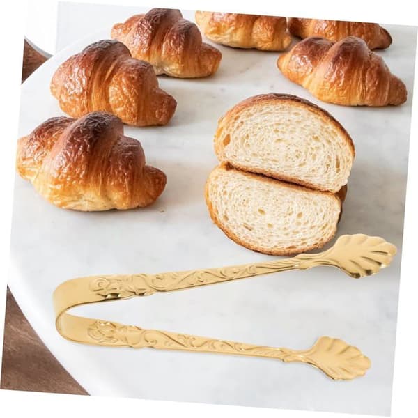 Madtang - 2 Stykker - Rustfrit Stål - Rosaguld Mønster - Buffetbar - 9 cm