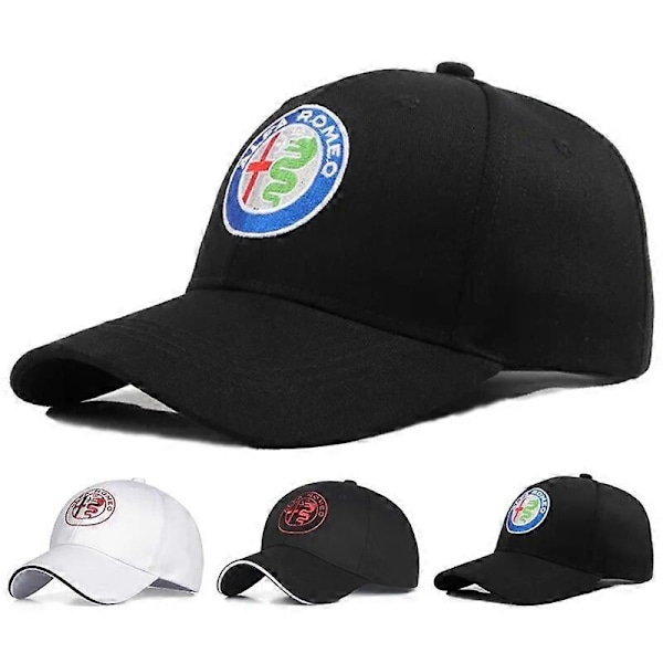 Puuvilla Alfa Romeo Baseball -lippis miehille, brodeerattu neljän vuodenajan säädettävä snapback-hattu, mukava ulkoiluun, suojaava asuhattu Black---B