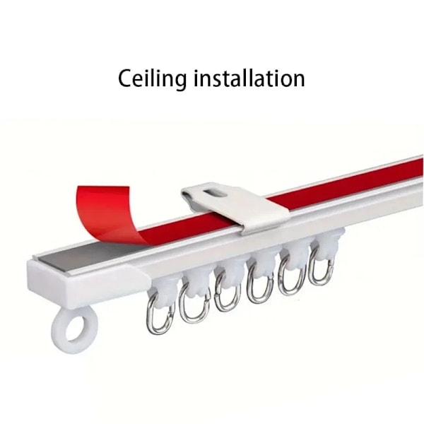 Selvklebende eller perforert gardinstang med dobbel funksjon for tak- eller veggmontering, Nano stille gardinskinne for gardiner og skap Ceiling installation 250cm
