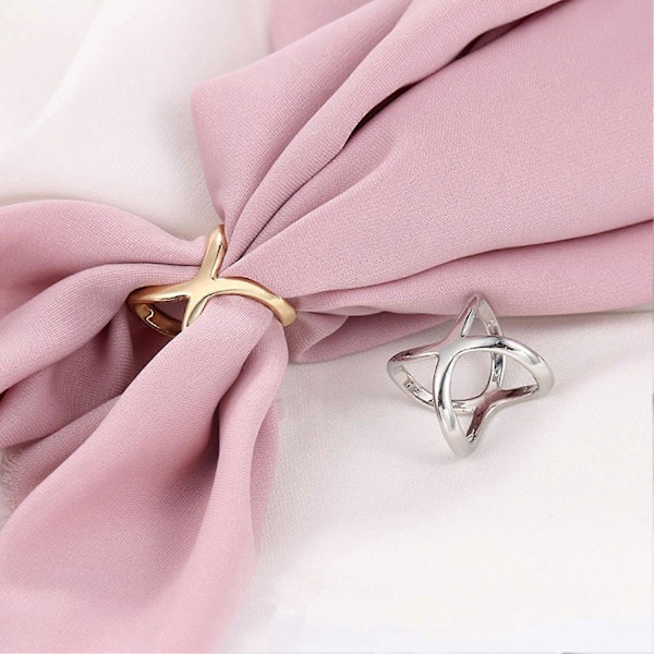 3 stk. Sjalring Hult Kors Elegant Multifunksjonell X-formet Sjal Sjal Spenneholder For Kvinner Silver