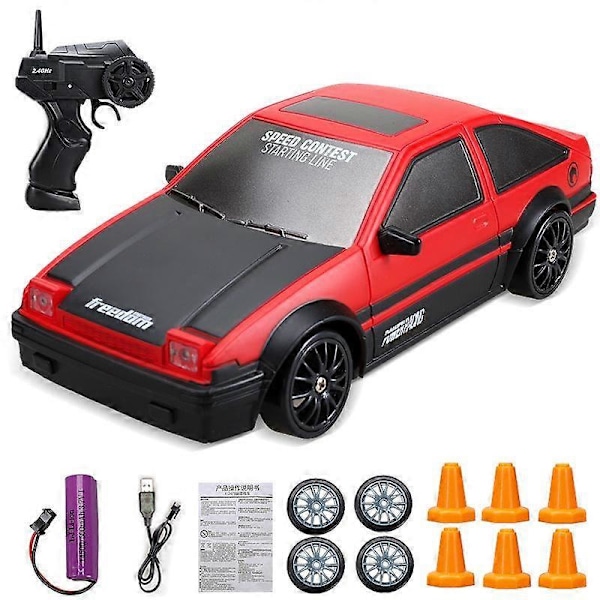 HaKeLai 2.4G Hög Hastighet Drift RC Bil 4WD Leksak Fjärrkontroll AE86 Modell GTR Fordon Bil RC Racing Bilar Leksak för Barn Julgåvor AE86-1B