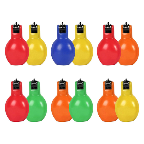 2 Stycken Handpress Visselpipor Högljudda Sportvisselpipor för Vandring Inomhus Utomhus gul och röd yellow and red 12cmx6.5cm