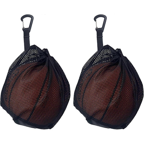 Boldnet, boldtaske, 2-pak fodboldnet med snøre, foldbart net, kan rumme 1 bold, til opbevaring og transport af basketballs, fodbolde og volleyballs