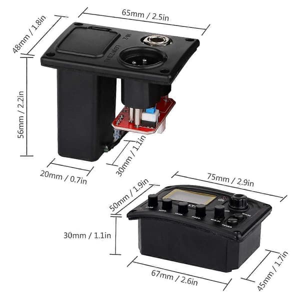 Akustisk Gitarr Pickup Stämapparat 5-Bands Eq Equalizer Akustisk Gitarr Förförstärkare Piezo Pre-Amp Förstärkarsystem Med Volymratt LCD-Display Inbyggd Mikrofon