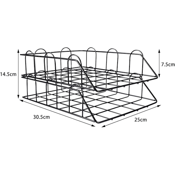 2-nivå A4 Metallstativ Stablet Kontor Skrivebord Opprydding Filholder Magasin Oppbevaring Papirarrangør Black Style 1