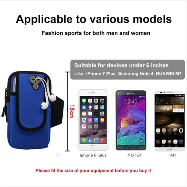 Sac de bras de sport, bras de course universel avec étui för telefon och priscasque för iPhone XS Max/XS/X 8 Huawei och LG (Orange)