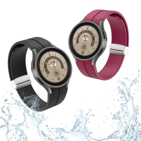 Silikoniranneke ilman rakoa Samsung Galaxy Watch 5/4 40mm 44mm 5 Pro 45mm -kelloon, alkuperäinen magneettinen rannekoru Watch 4 Classic -rannekkeeseen midnight blue