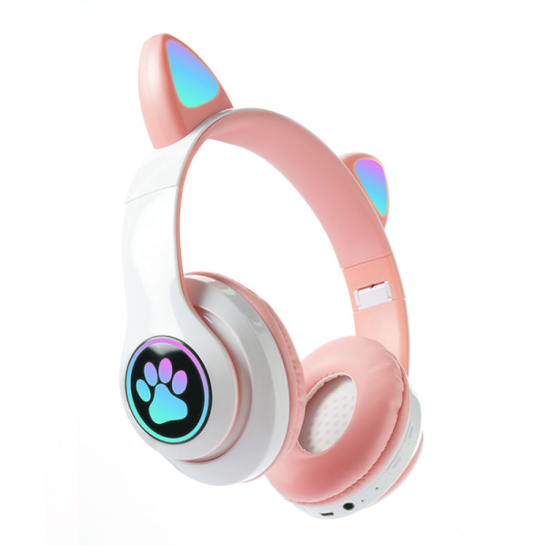 Bluetooth barnhörlurar med HD-mikrofon/LED-lampor, 85dB volym begränsad barnhörlurar, stereoljud barnhörlurar för smartphone, iPad, surfplatta pink